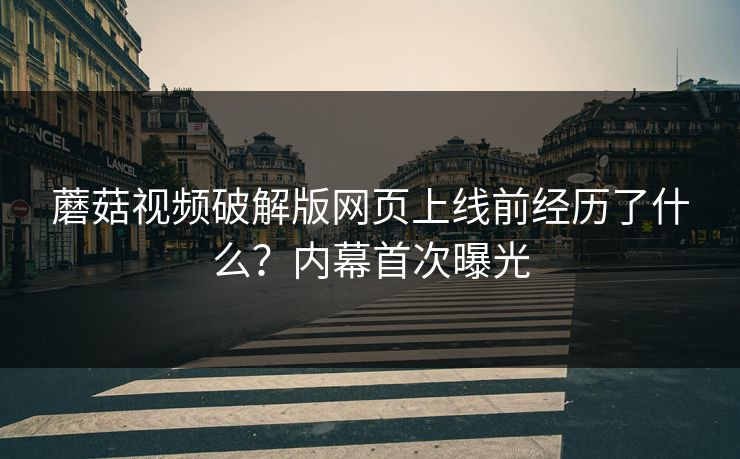 蘑菇视频破解版网页上线前经历了什么？内幕首次曝光
