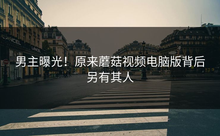 男主曝光！原来蘑菇视频电脑版背后另有其人