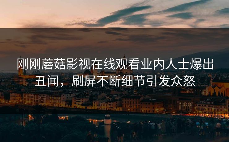 刚刚蘑菇影视在线观看业内人士爆出丑闻，刷屏不断细节引发众怒